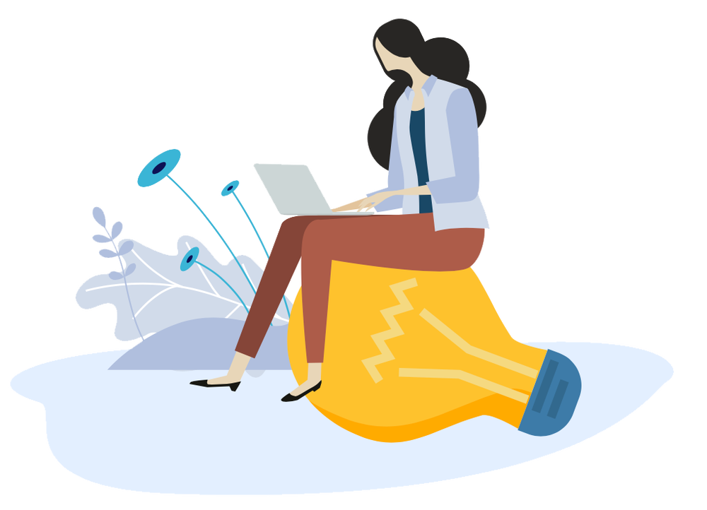 Illustration d'une femme à l'ordinateur