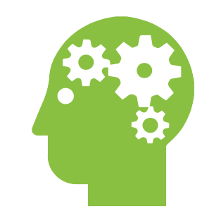 Pictogramme d'une tête avec des engrenages à l'intérieur